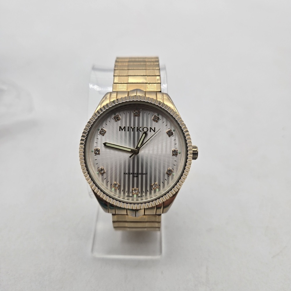 MIYKON Gold Watch Crystal Hour Markers, Gold Stretch Band (30M WR)